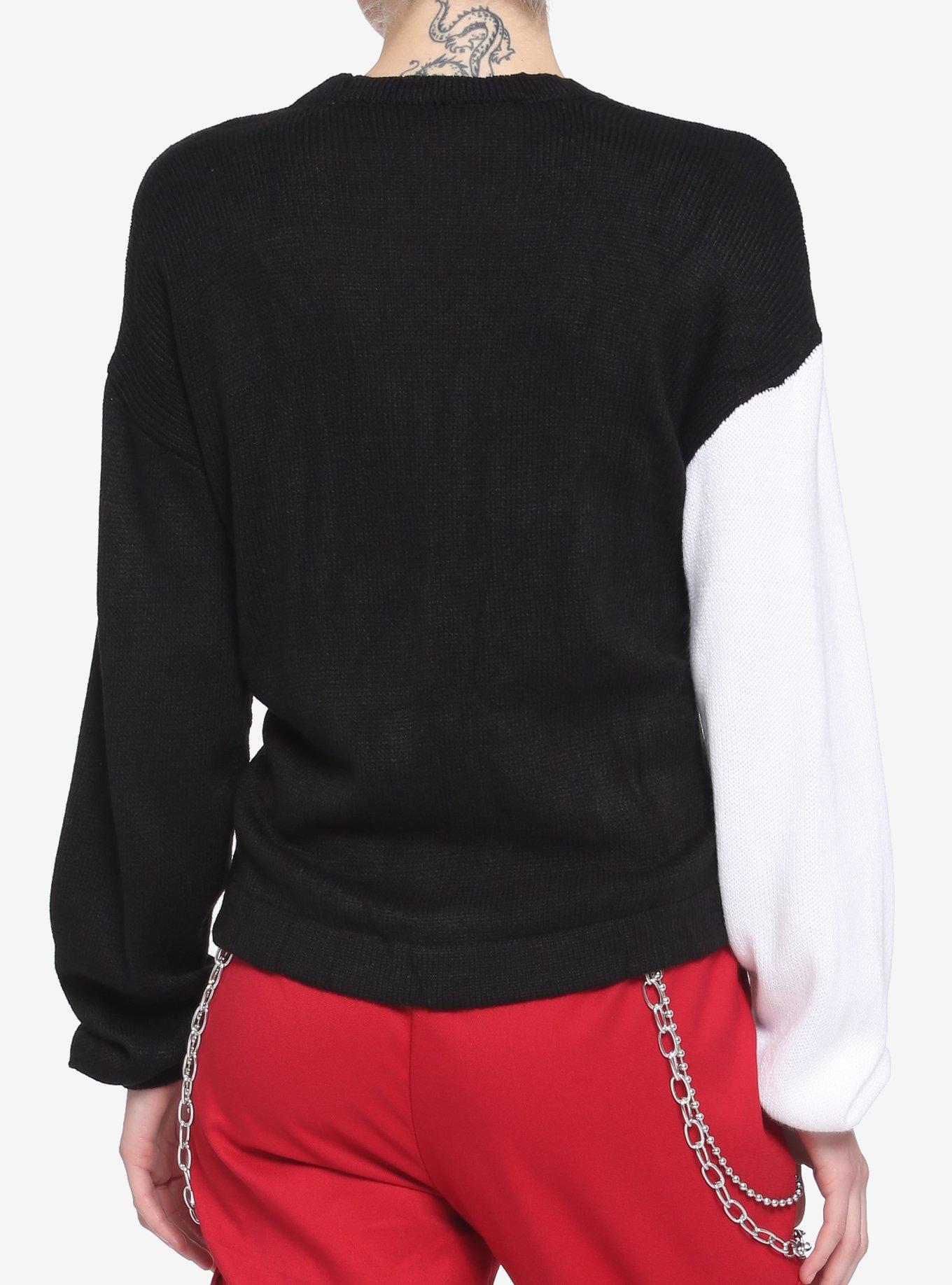 Black & White Split Boyfriend Fit Girls Cardigan, MULTI, alternate