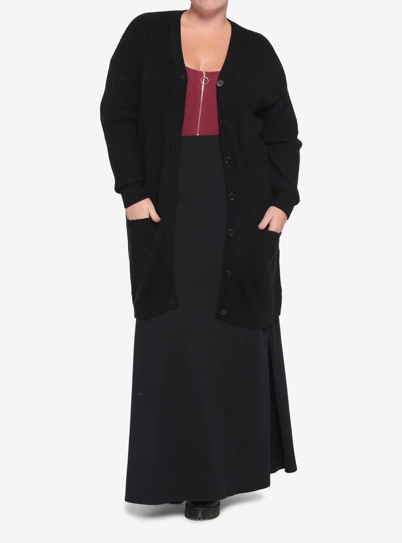 Spellbound Rose & Coffin Girls Cardigan Plus Size, BLACK, alternate