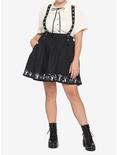 Mushroom Border Grommet Suspender Skirt Plus Size, BLACK, alternate