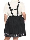 Mushroom Border Grommet Suspender Skirt Plus Size, BLACK, alternate