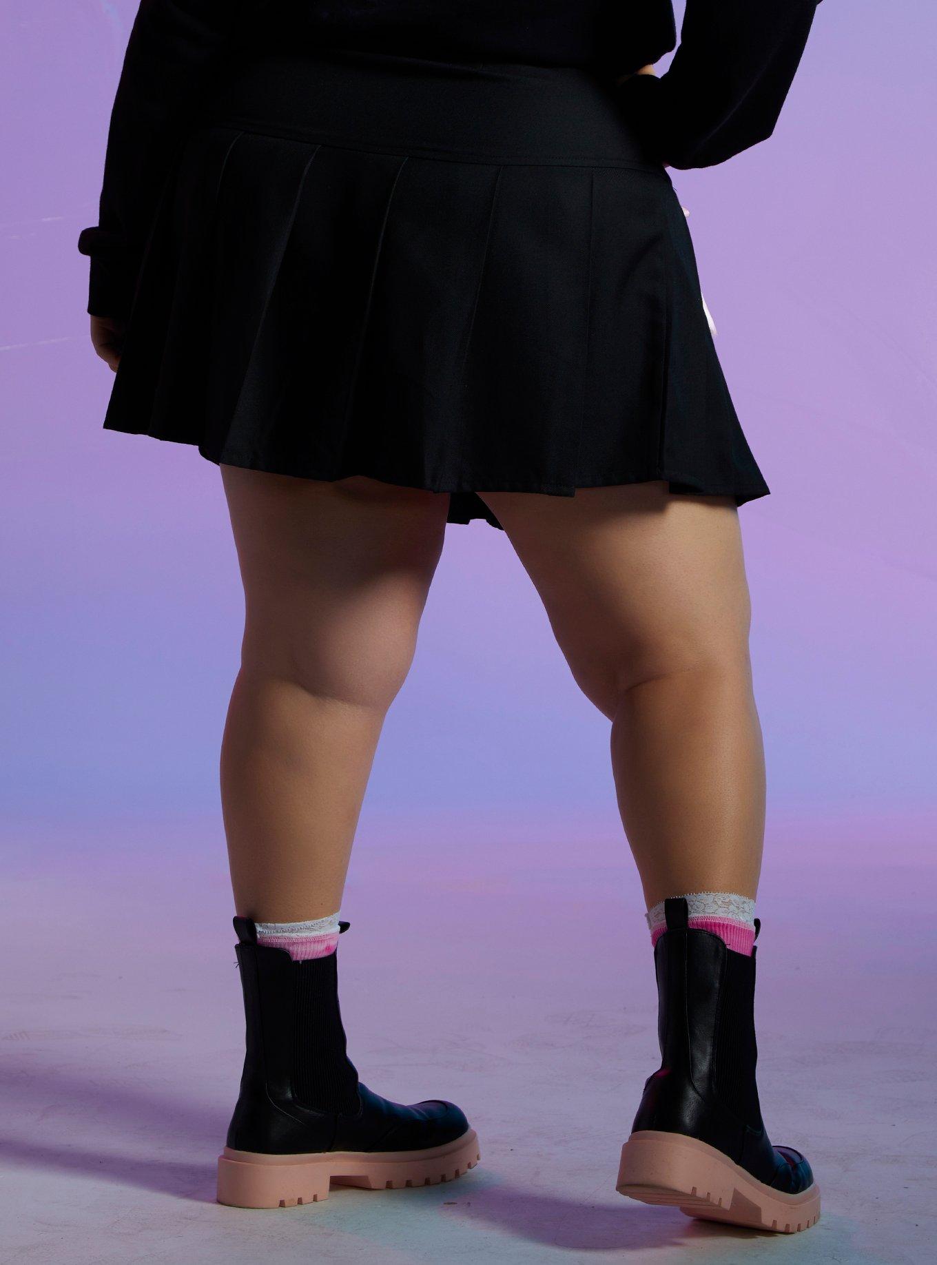 Black & Pink Lace-Up Skirt Plus Size, BLACK, alternate