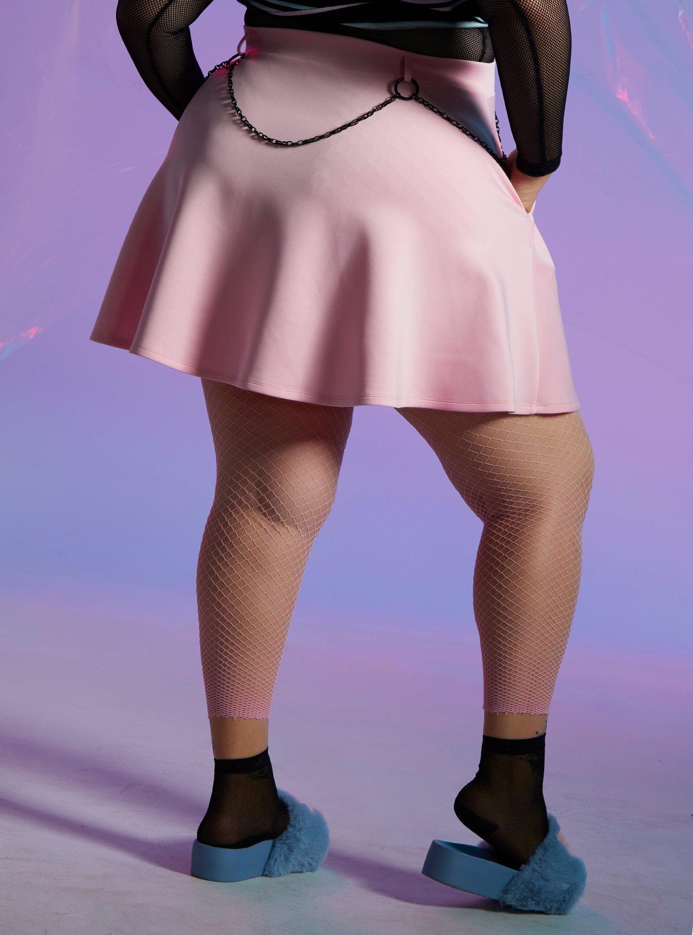 Pastel Pink O-Chain Scuba Skirt Plus Size, PINK, alternate