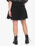 Black Wide Yoke Lace Trim Skirt Plus Size, BLACK, alternate