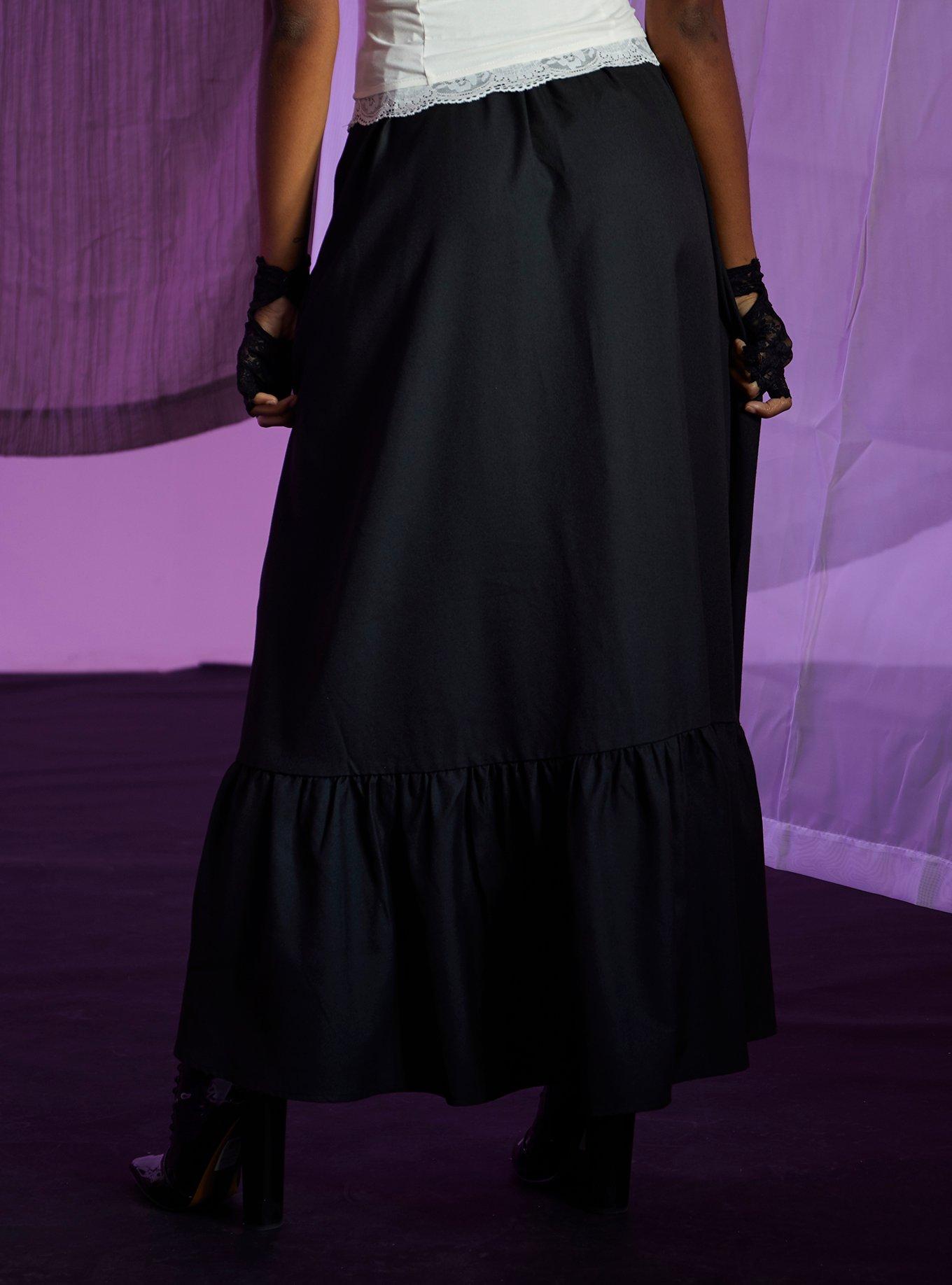 Black Bustle Maxi Skirt, BLACK, alternate