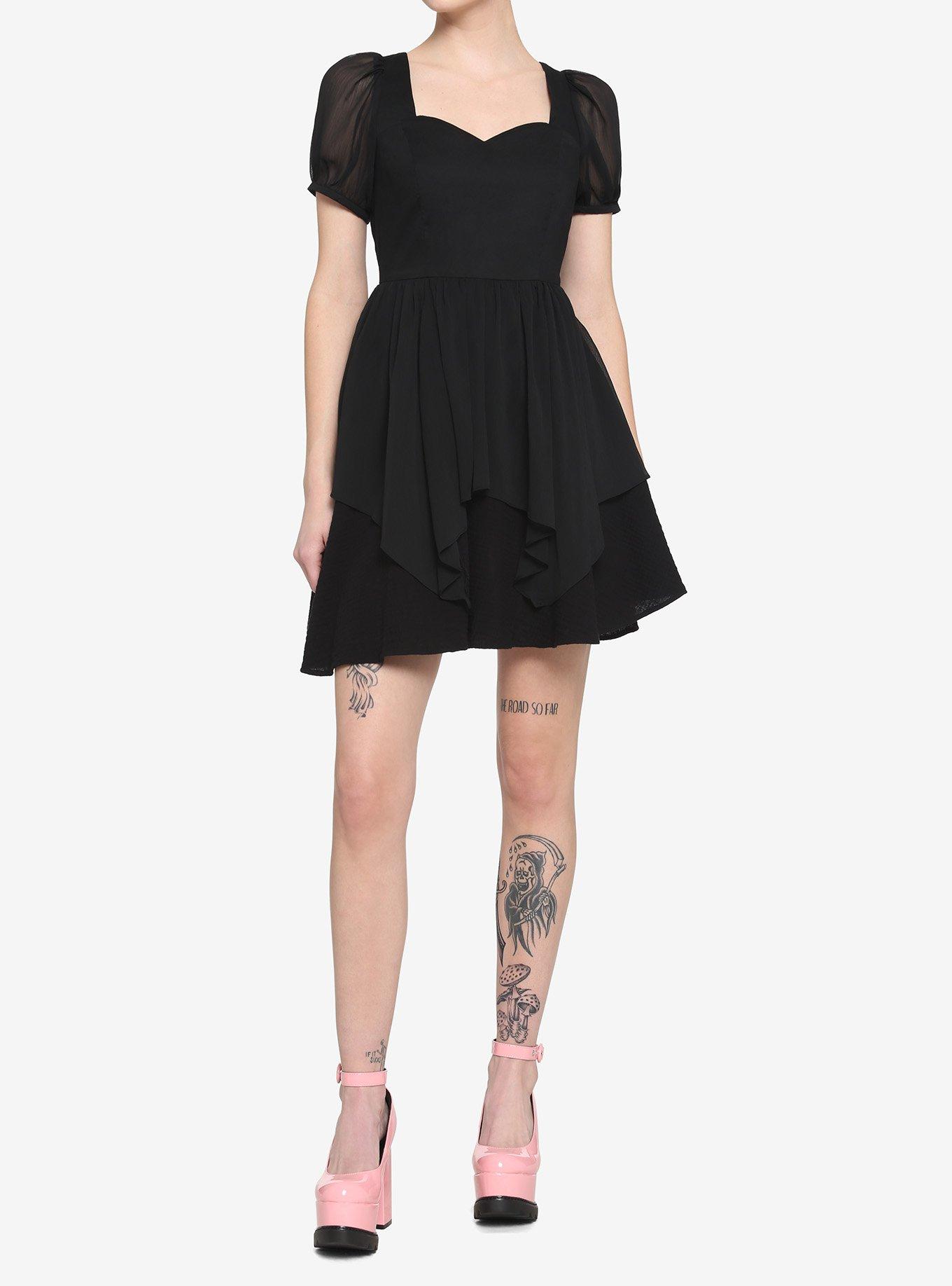 Black Sweetheart Lace-Up Back Dress, BLACK, alternate