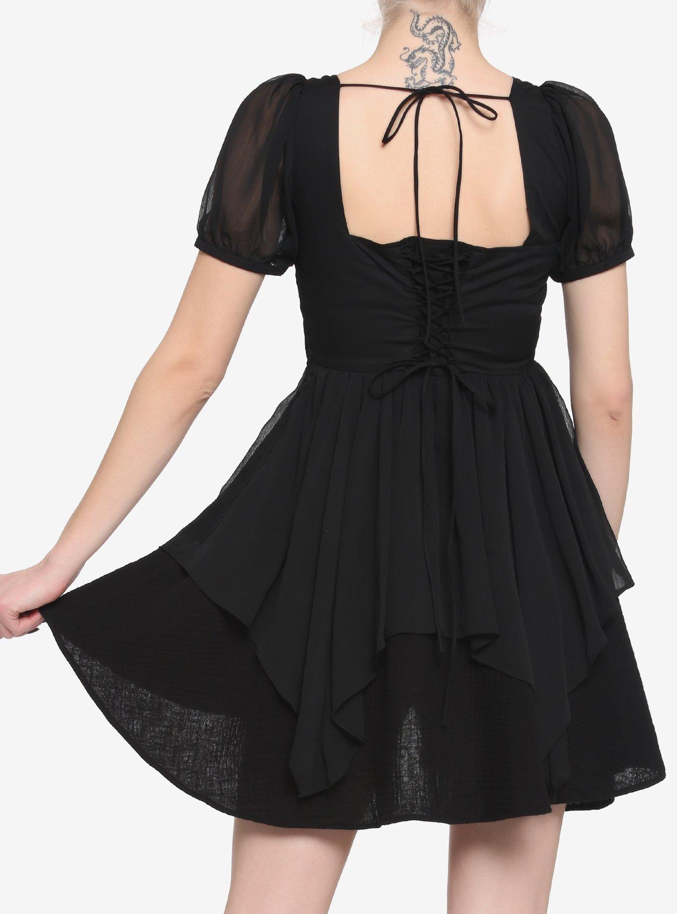 Black Sweetheart Lace-Up Back Dress, BLACK, alternate
