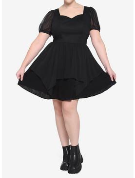 Plus Size Black Sweetheart Lace-Up Back Dress Plus Size, , hi-res