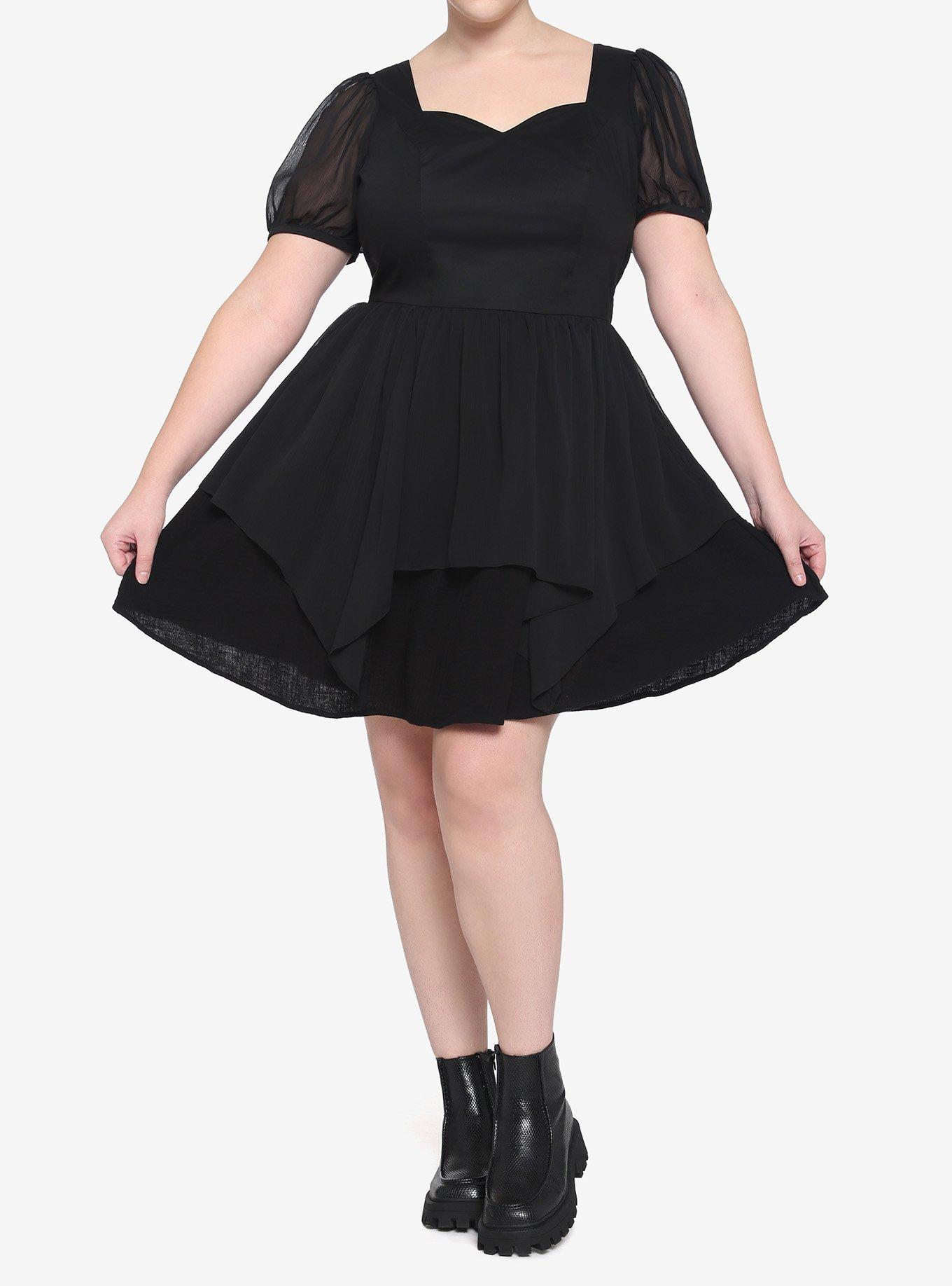 Black Sweetheart Lace-Up Back Dress Plus Size, BLACK, alternate