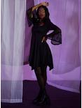 Black Empire Waist Lace Sleeve Dress, BLACK, alternate