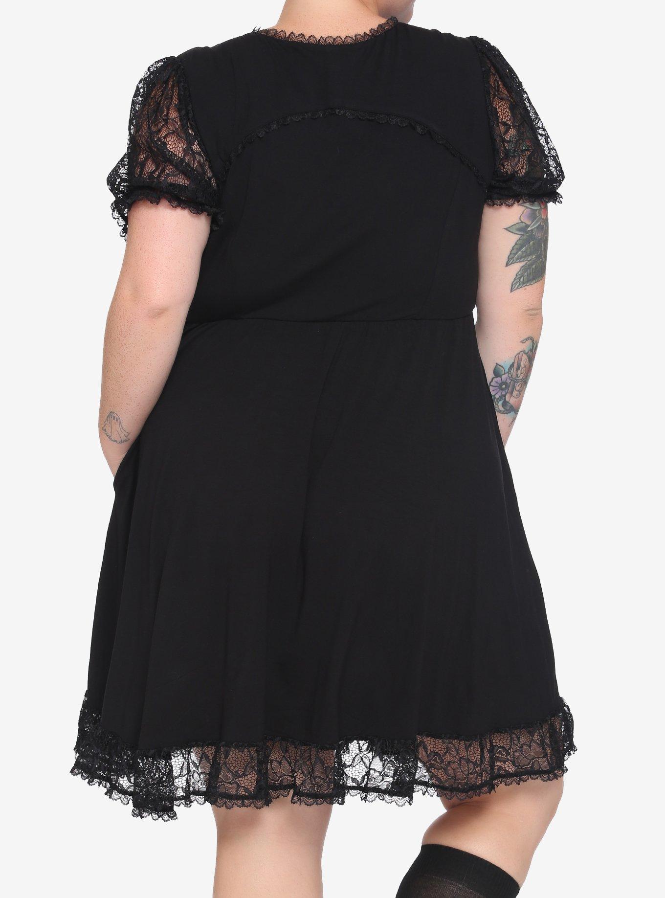 Black Sweetheart Lace Dress Plus Size, BLACK, alternate