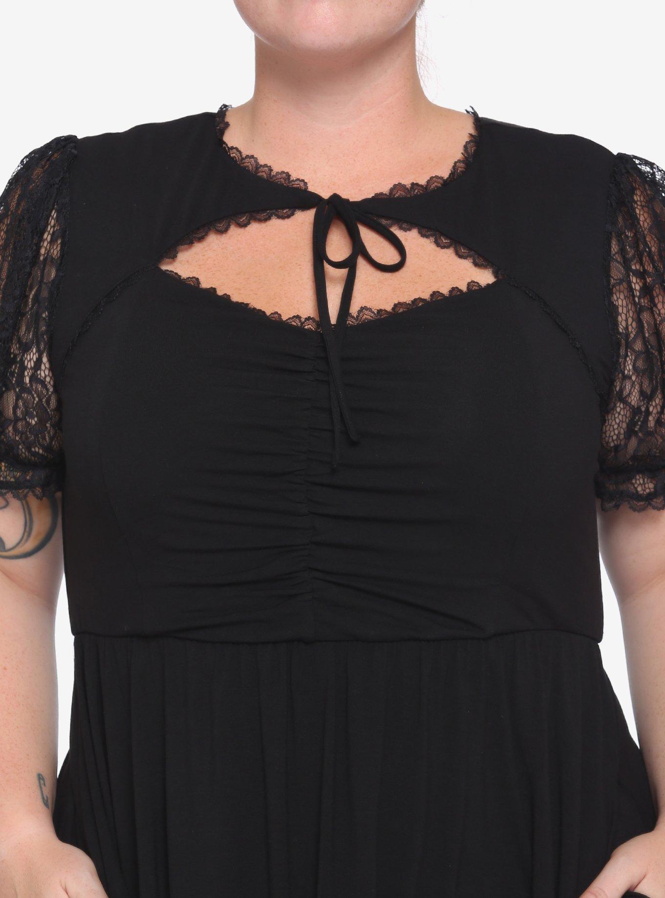 Black Sweetheart Lace Dress Plus Size, BLACK, alternate