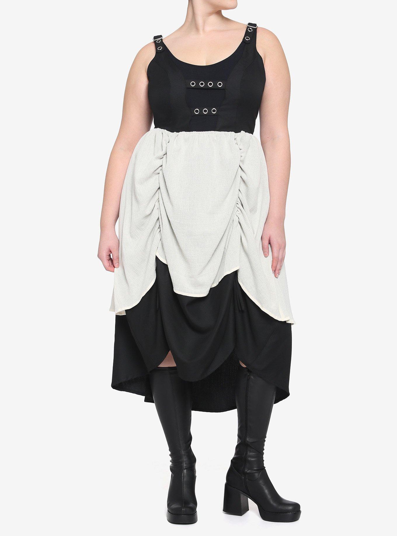 Bustle Buckle Strap Skirtall Plus Size, VANILLA ICE, alternate