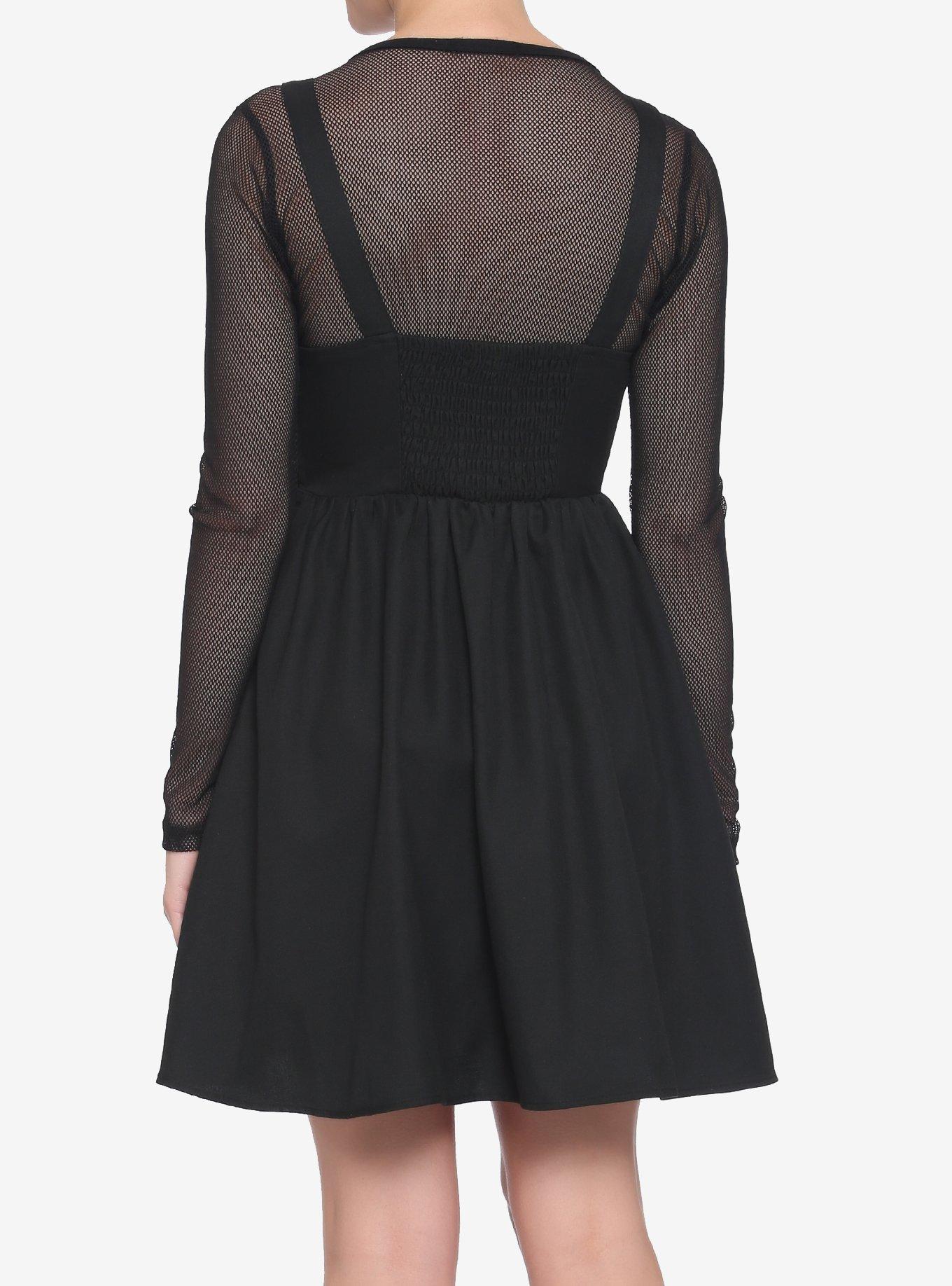 Black Multi-Buckle Front Pinafore Dress, BLACK, alternate