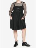 Black Multi-Buckle Front Pinafore Dress Plus Size, BLACK, alternate