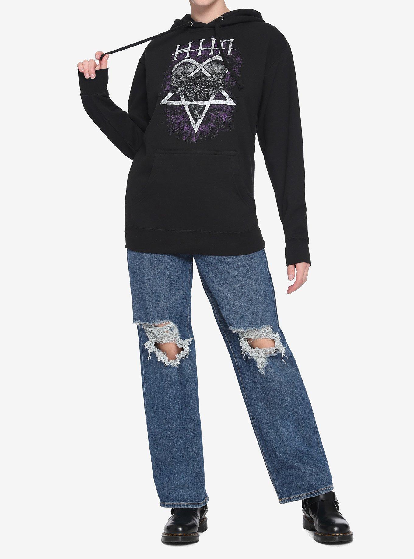 HIM Skull Heartagram Girls Hoodie, BLACK, alternate