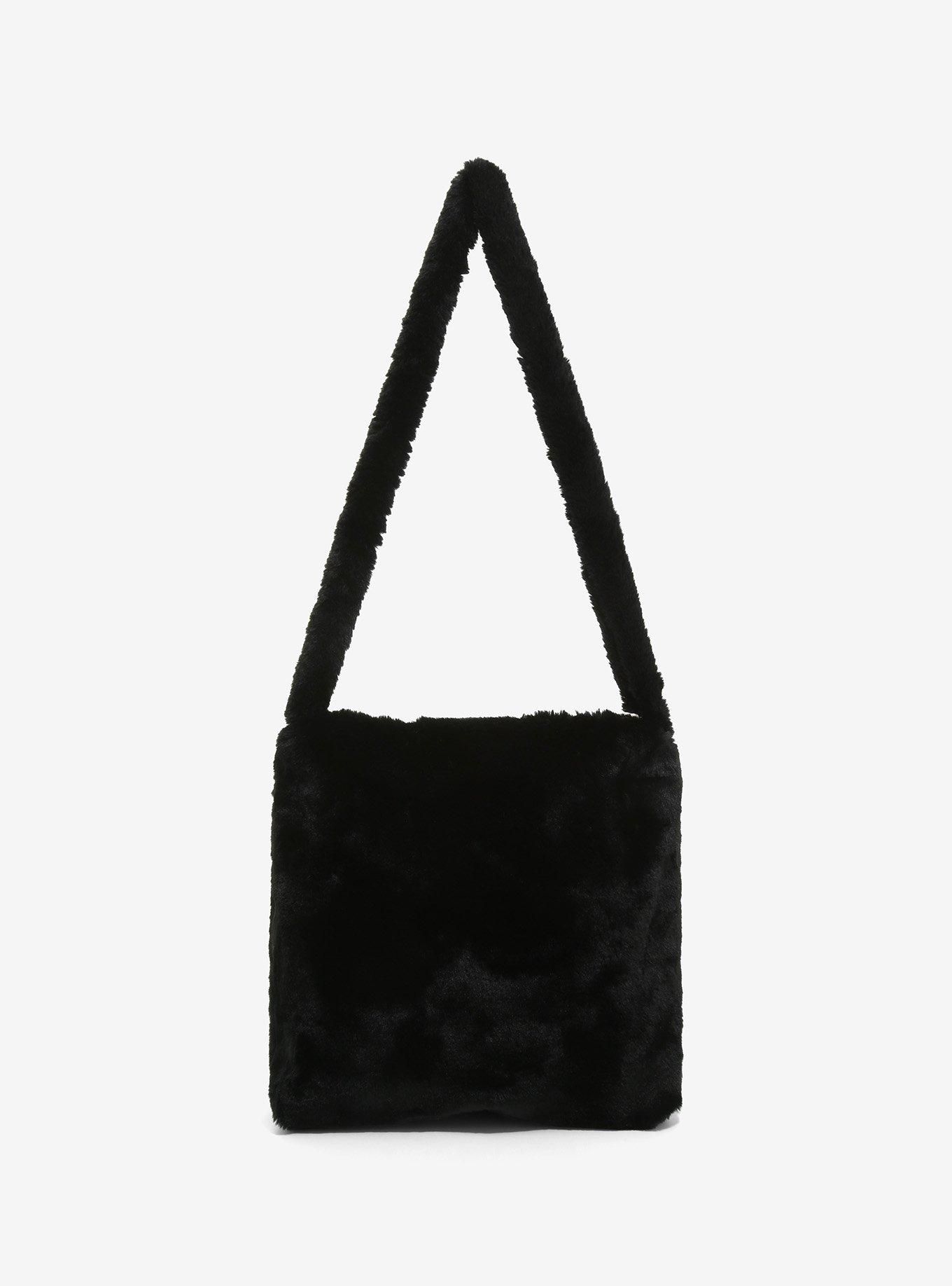 Yin-Yang Fuzzy Satchel Tote Bag, , alternate