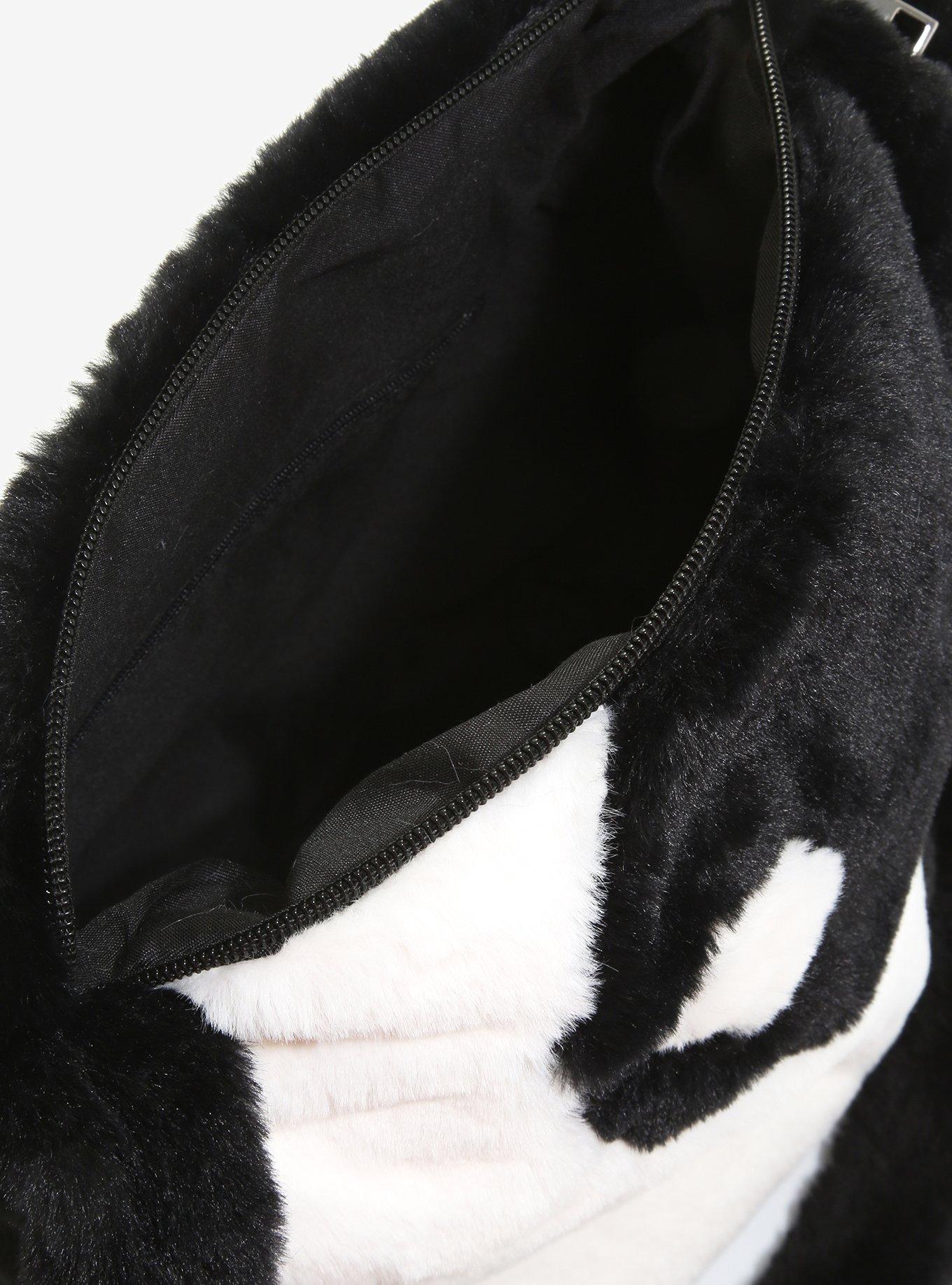 Yin-Yang Fuzzy Satchel Tote Bag, , alternate