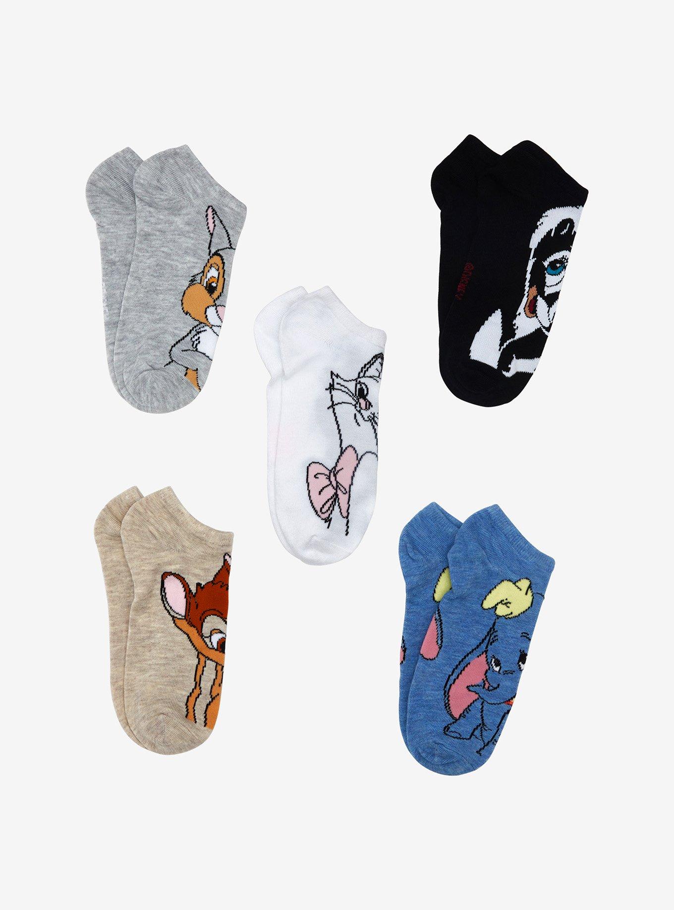 Disney Animal Characters No-Show Socks 5 Pair, , alternate