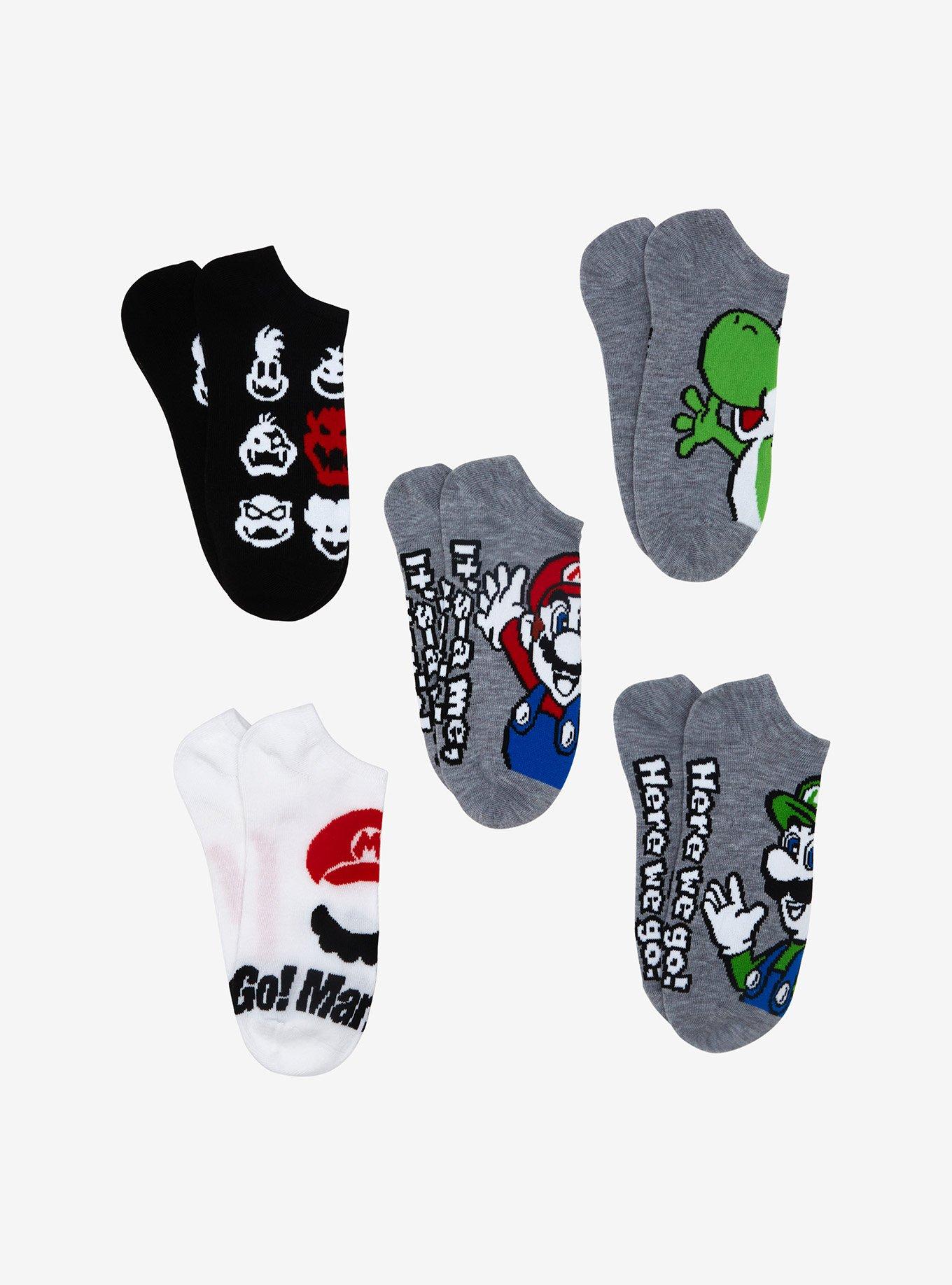 Super Mario Bros. Mario & Friends No-Show Socks 5 Pair, , alternate