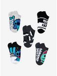 Disney Lilo & Stitch Black & White No-Show Socks 5 Pair, , alternate