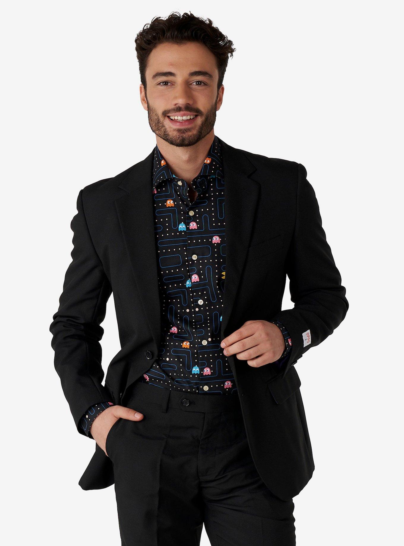 Pac-Man Woven Button-Up, BLACK, alternate