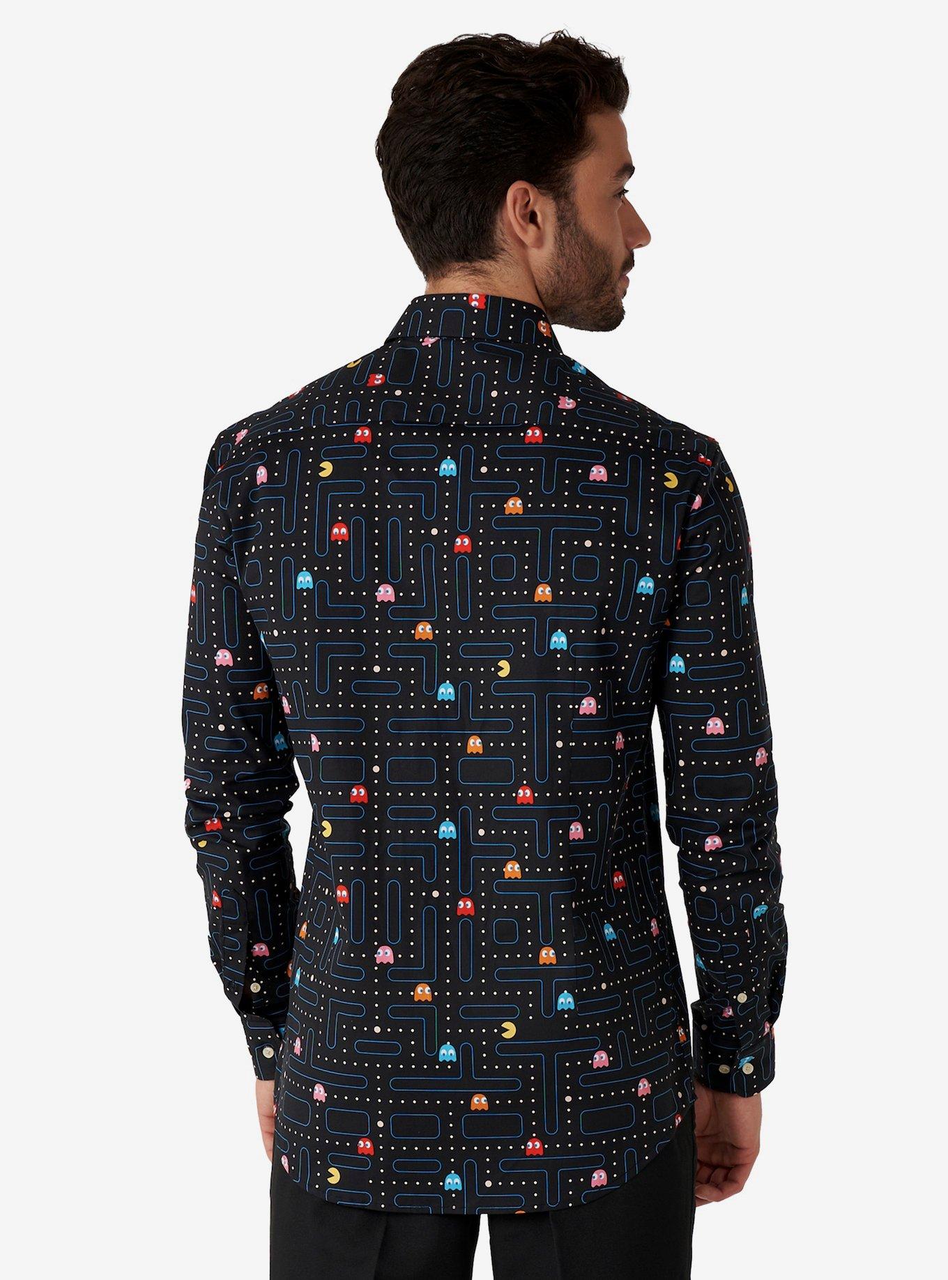 Pac-Man Woven Button-Up, BLACK, alternate