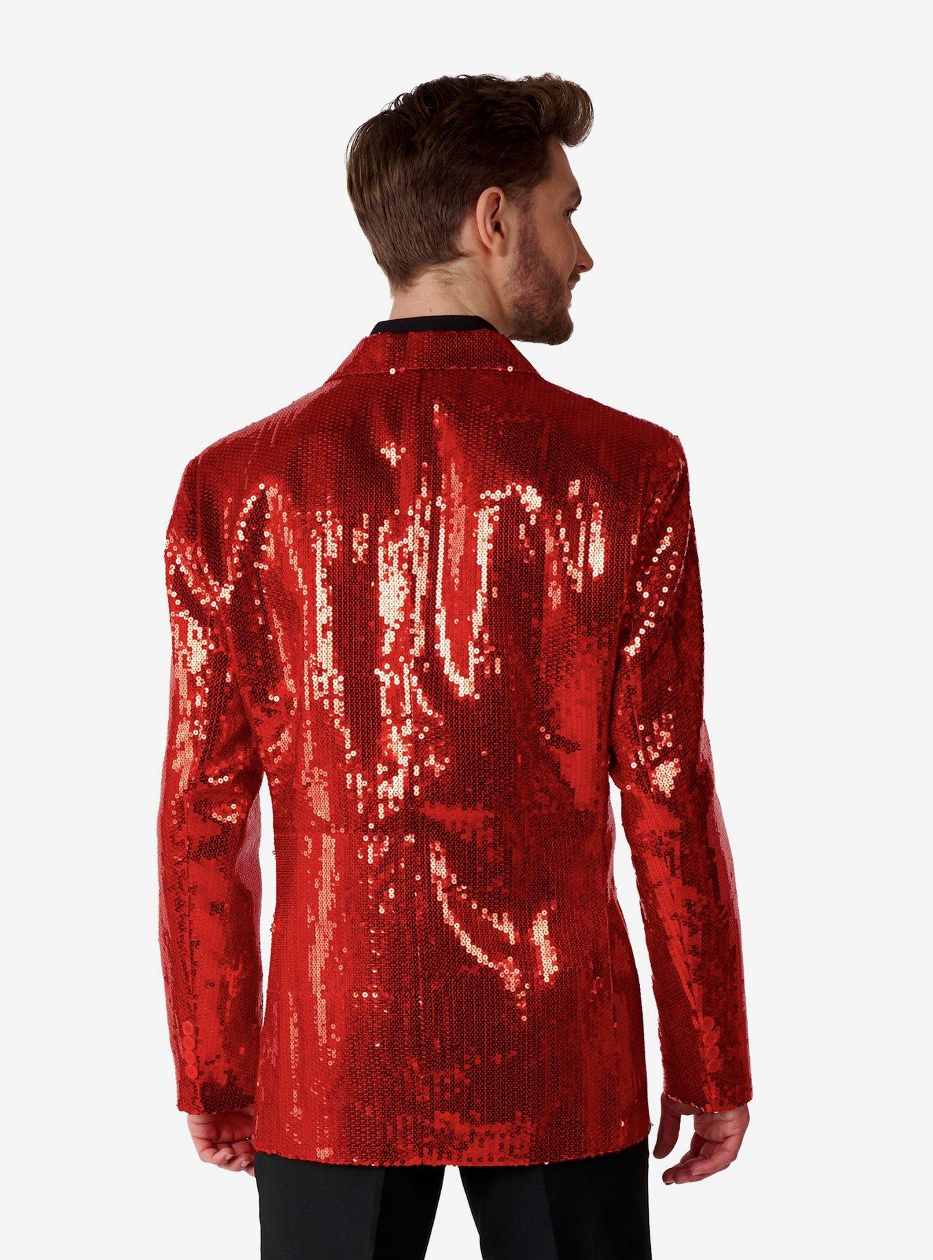Red Sequin Party Blazer, , hi-res