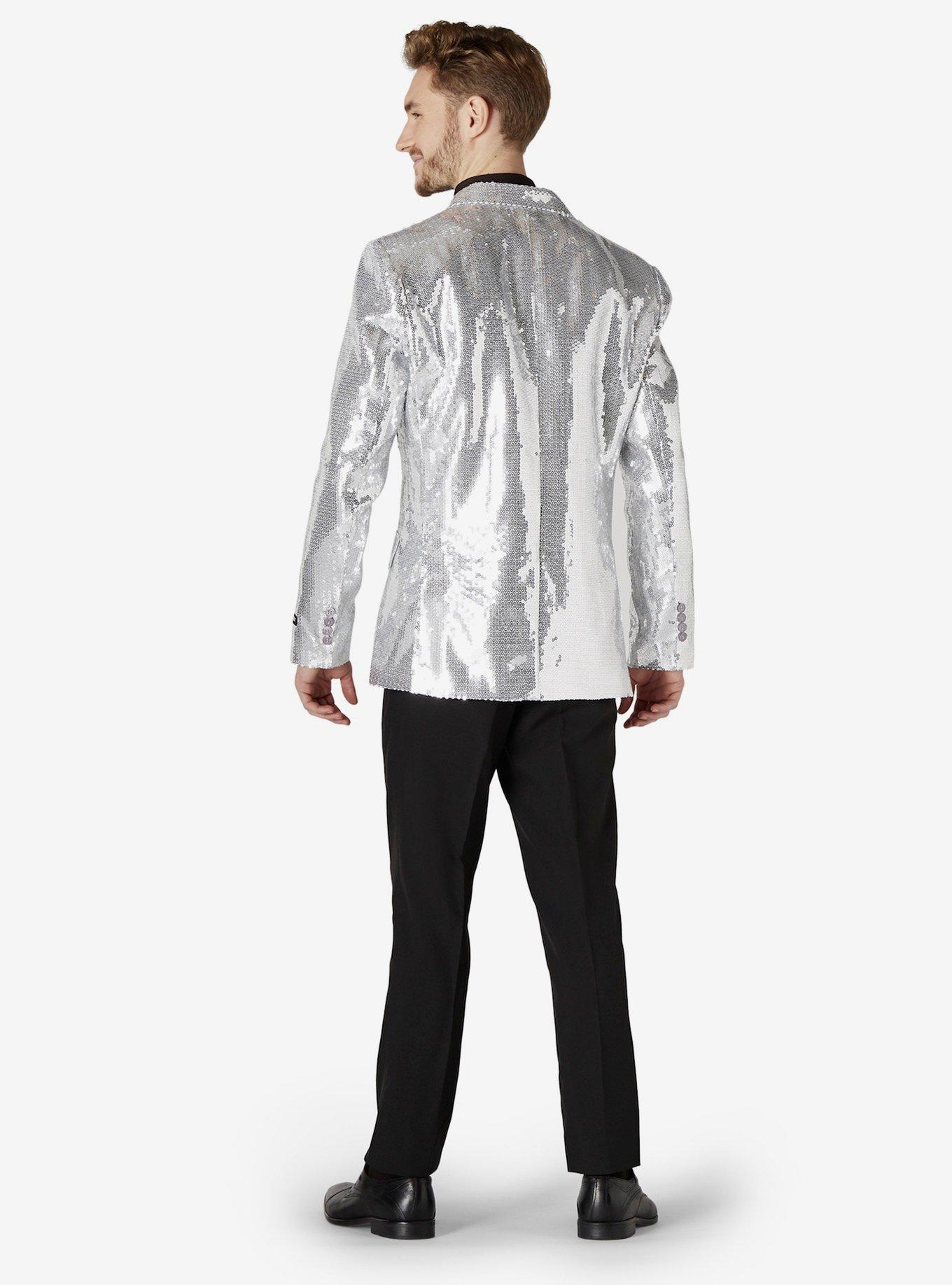 Silver Sequin Party Blazer, , hi-res
