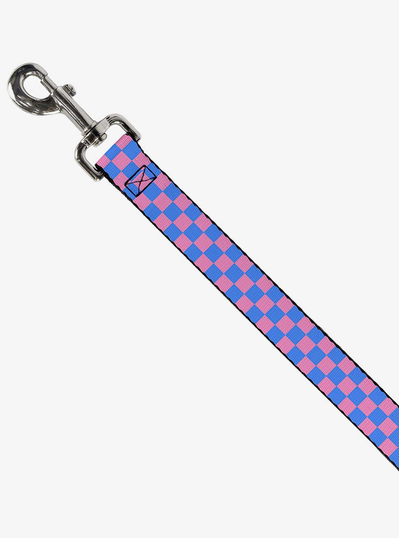 Checker Print Dog Leash Baby Pink Blue, , hi-res