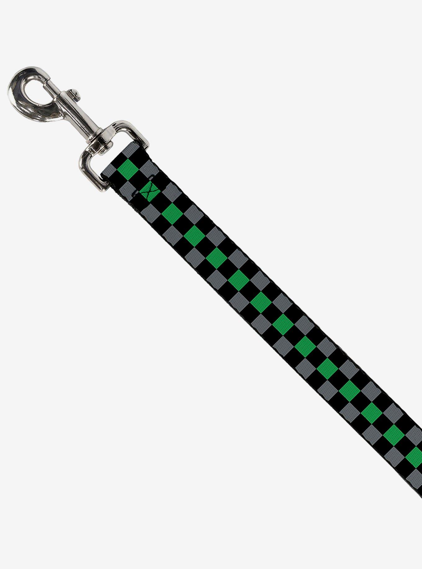 Checker Print Dog Leash Gray Green, , hi-res