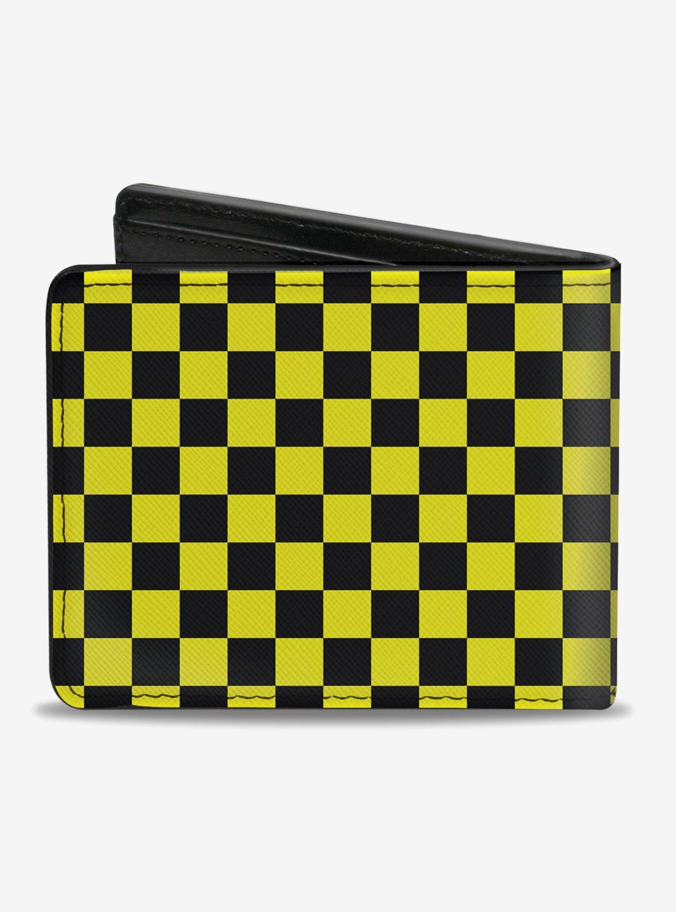 Checker Print Bifold Wallet Neon Yellow, , alternate