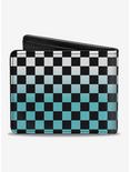 Checker Print Bifold Wallet Ombre Turquoise, , alternate