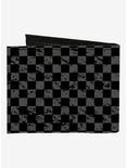 Distressed Checker Print Canvas Bifold Wallet Gray, , alternate