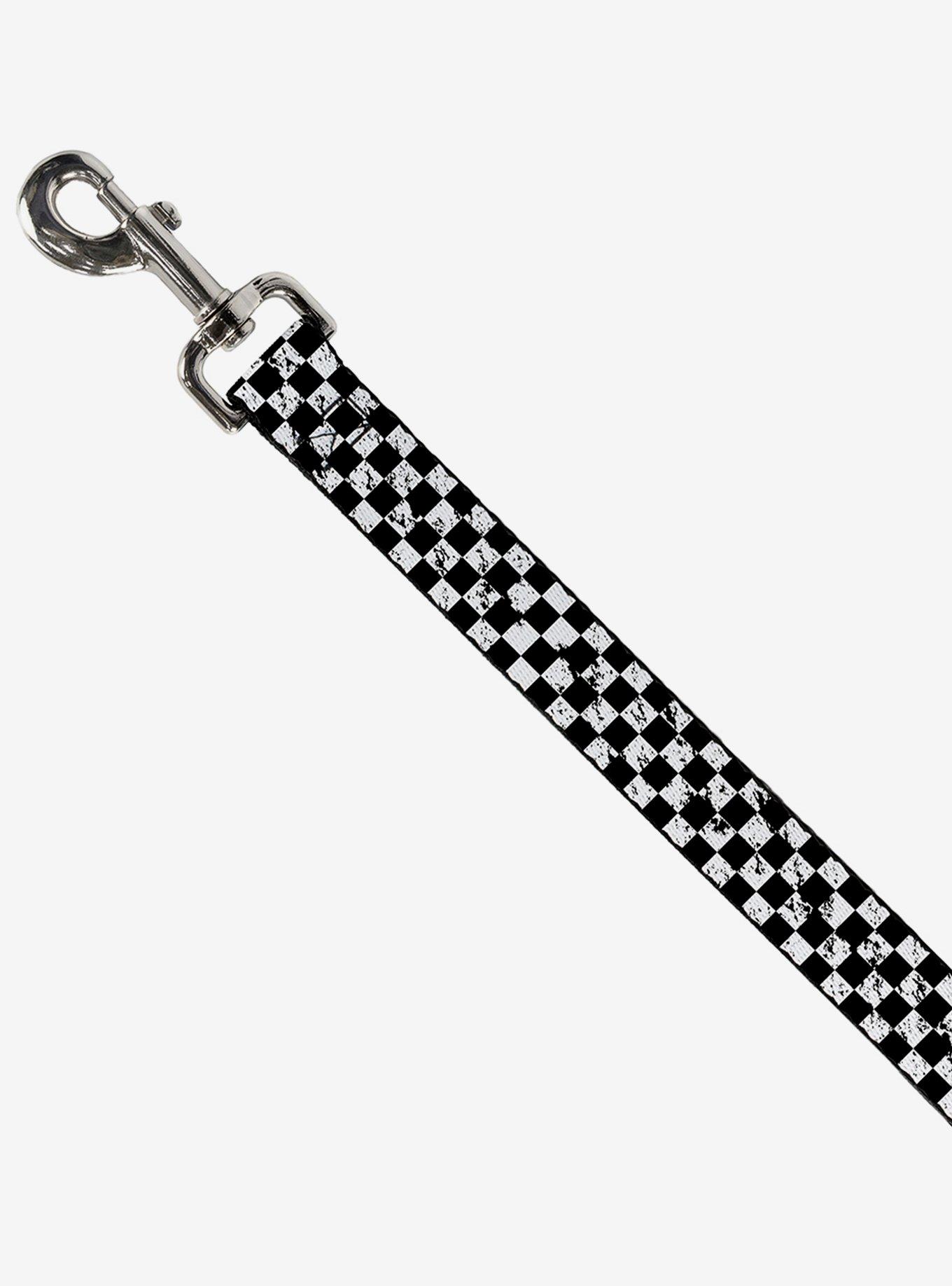 Distressed Checker Print Dog Leash, , alternate