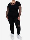 Black Fishnet Mesh Girls Long-Sleeve Top Plus Size, BLACK, alternate