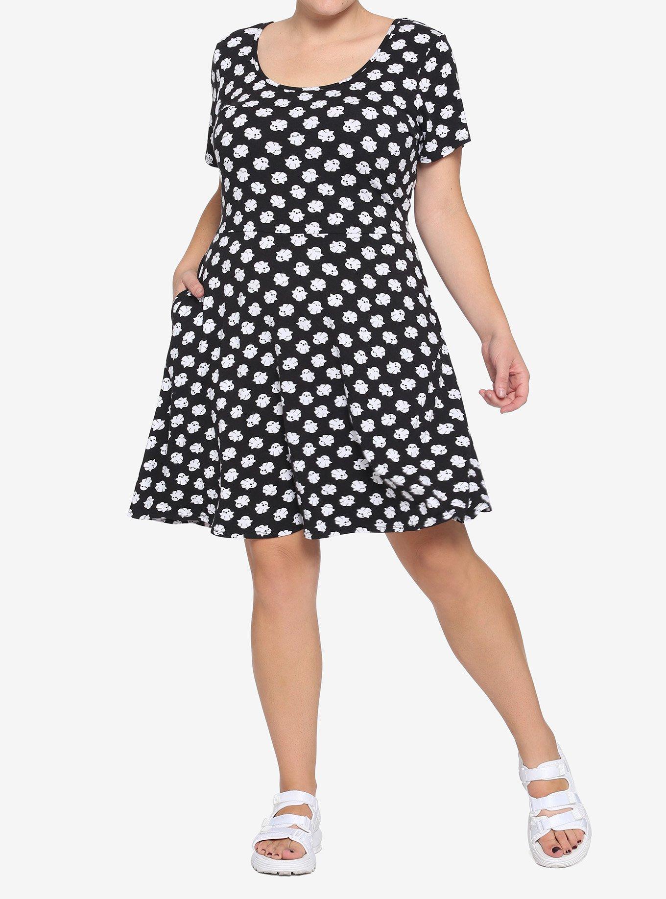 Cute Ghost Strappy Dress Plus Size, BLACK, alternate