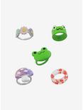 Floral Frog & Mushroom Ring Set, , alternate