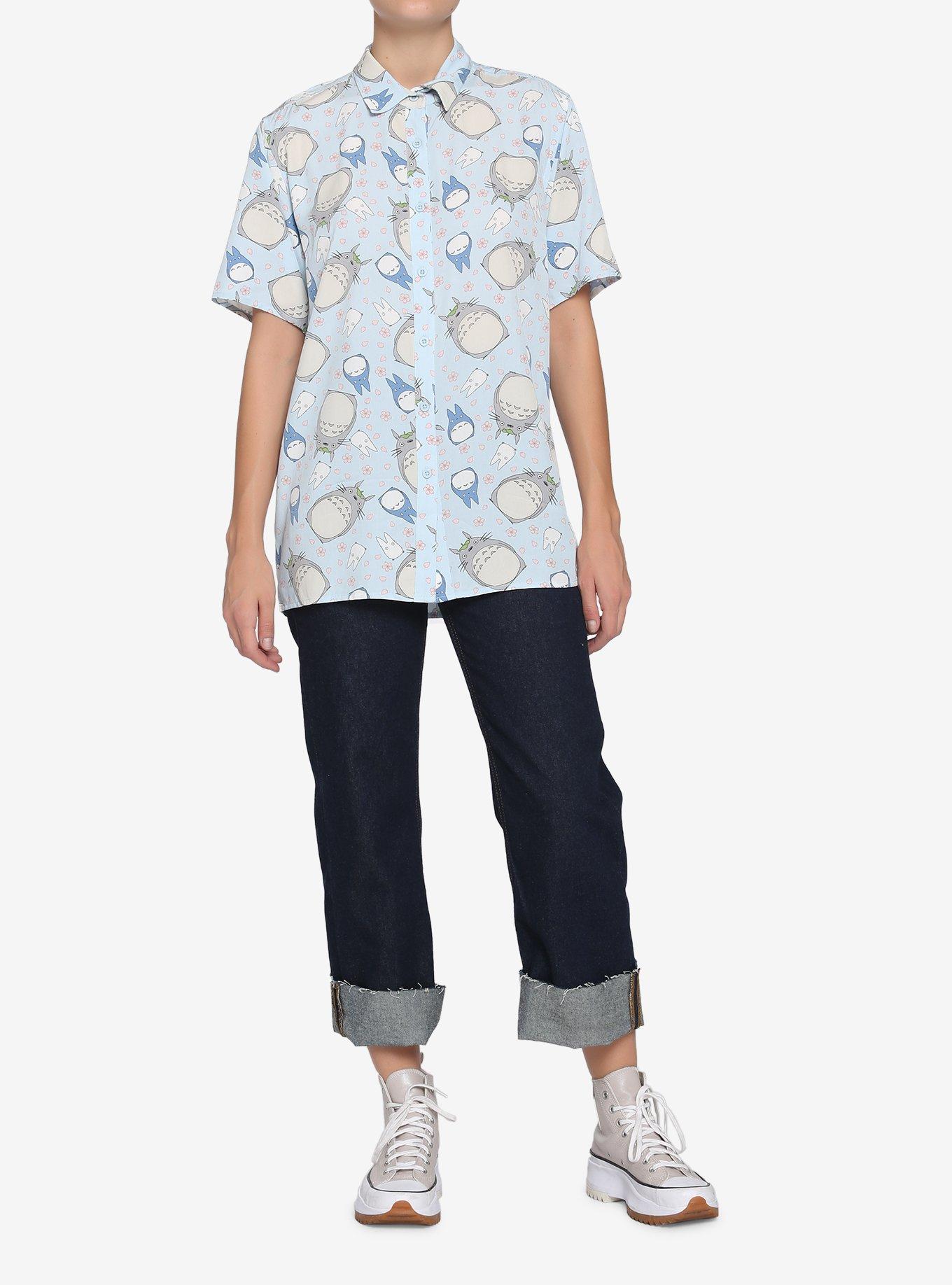 Her Universe Studio Ghibli My Neighbor Totoro Light Blue Woven Button-Up, MULTI, alternate