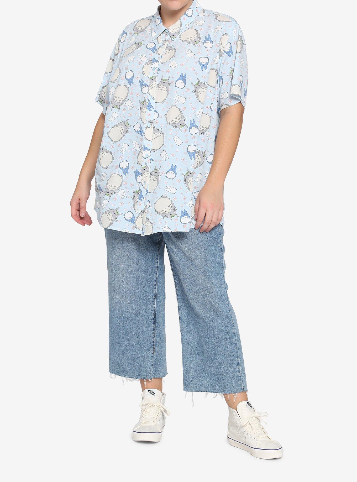Studio Ghibli My Neighbor Totoro Light Blue Girls Woven Button-Up Plus Size, MULTI, alternate