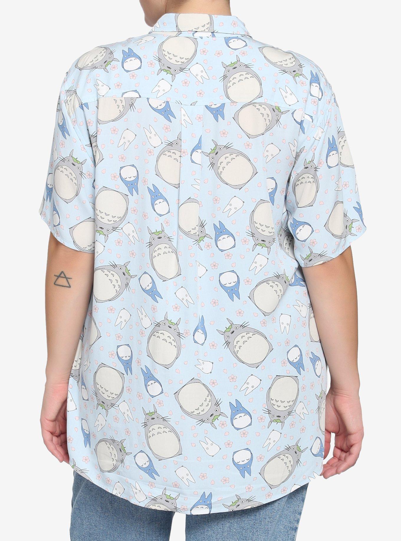 Studio Ghibli My Neighbor Totoro Light Blue Girls Woven Button-Up Plus Size, MULTI, alternate