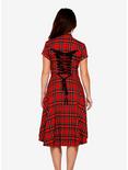 Lace Up Hi Lo Dress Red Plaid, RED, alternate