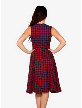 Red Check Fit & Flare Dress, , hi-res