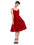 Red Velvet Lace-Up Back Fit & Flare Dress, RED, alternate