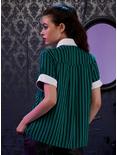 Her Universe Disney The Haunted Mansion Leota Stripe Girls Woven Button-Up, BLACK, alternate