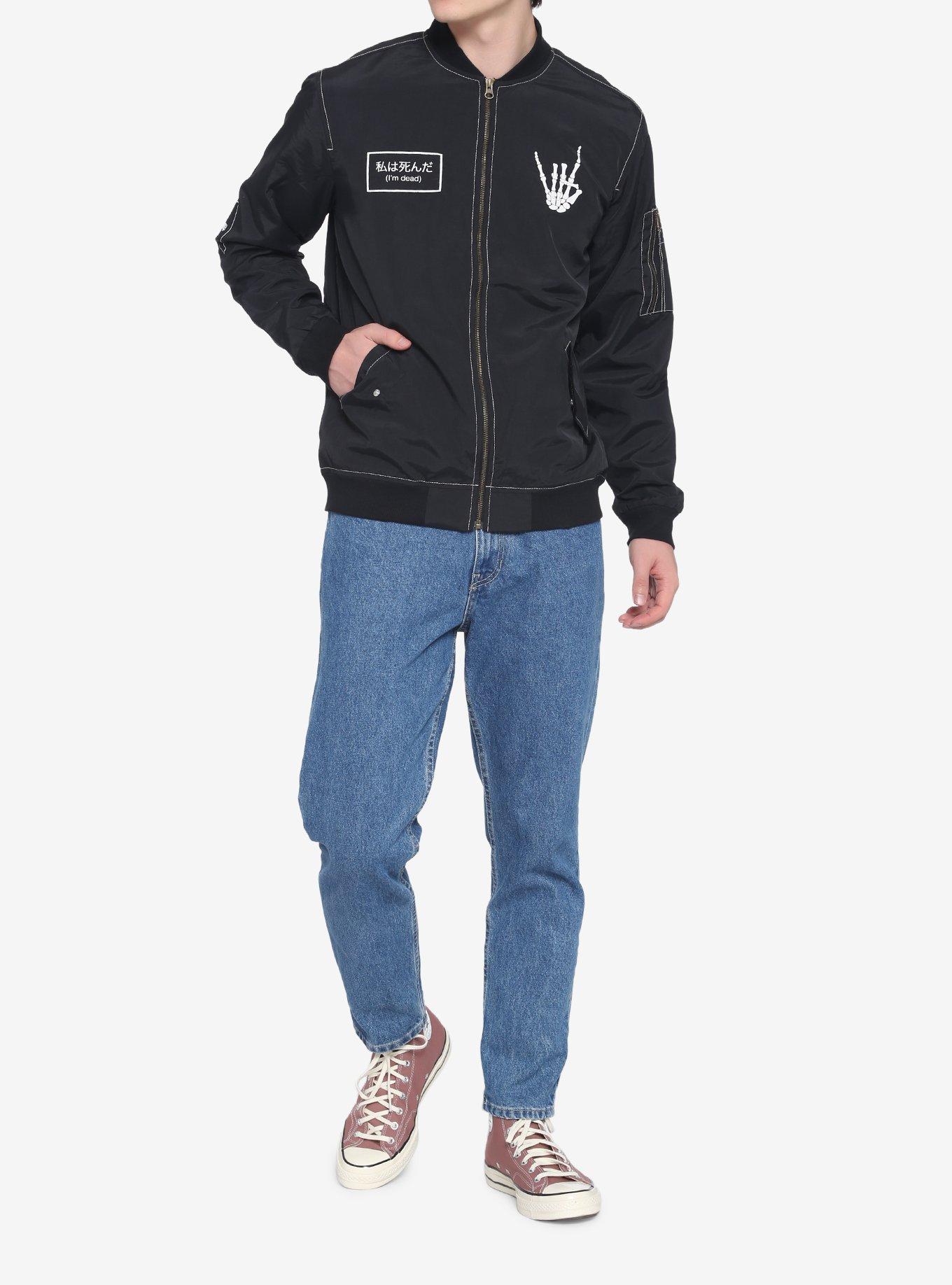 I'm Dead Patch Utility Bomber Jacket, BLACK, alternate