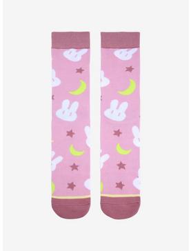 Sailor Moon Bunnies & Crescent Moons Allover Print Crew Socks - BoxLunch Exclusive, , hi-res