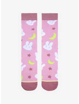Sailor Moon Bunnies & Crescent Moons Allover Print Crew Socks - BoxLunch Exclusive, , hi-res