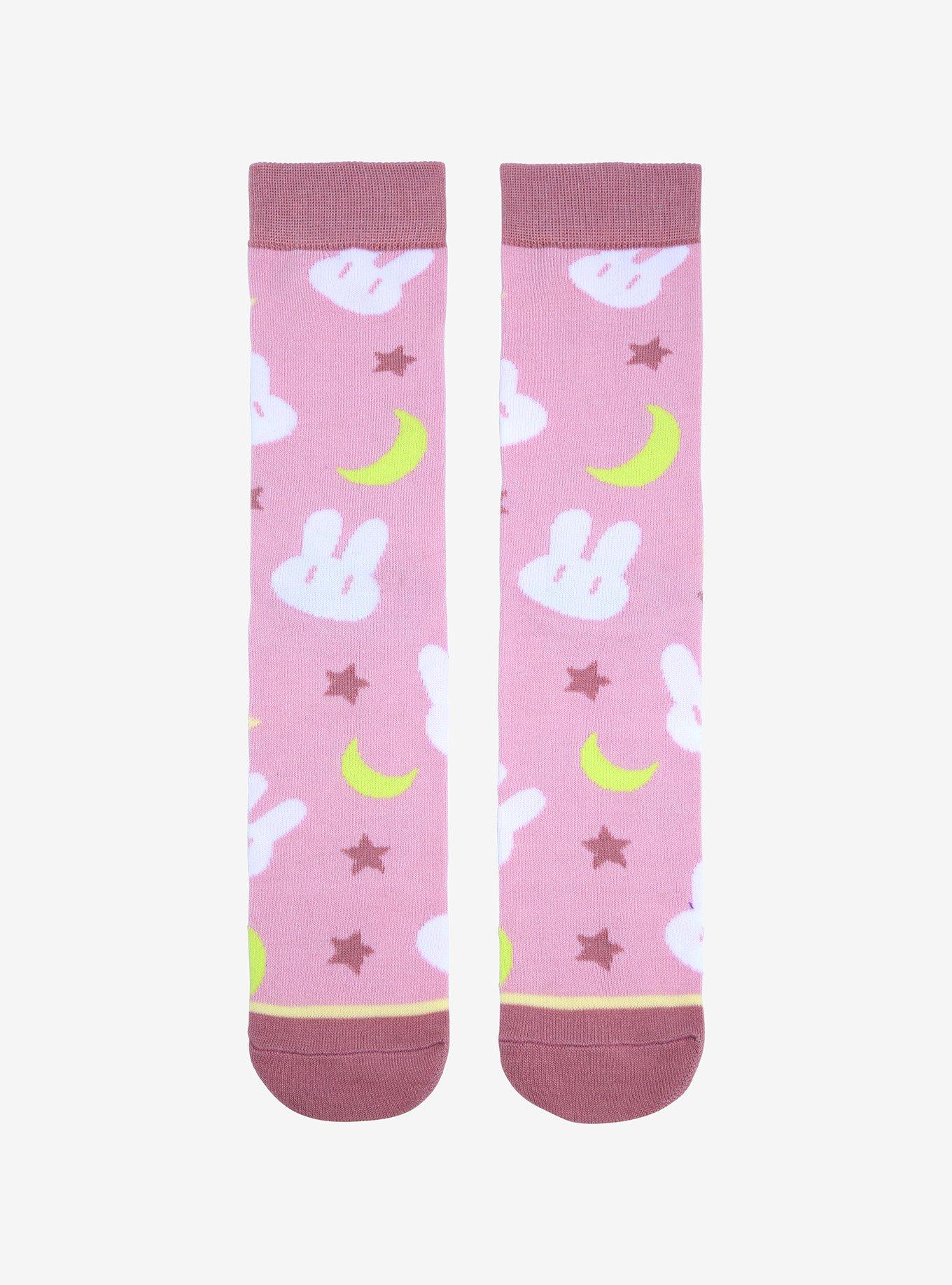 Sailor Moon Bunnies & Crescent Moons Allover Print Crew Socks - BoxLunch Exclusive, , alternate