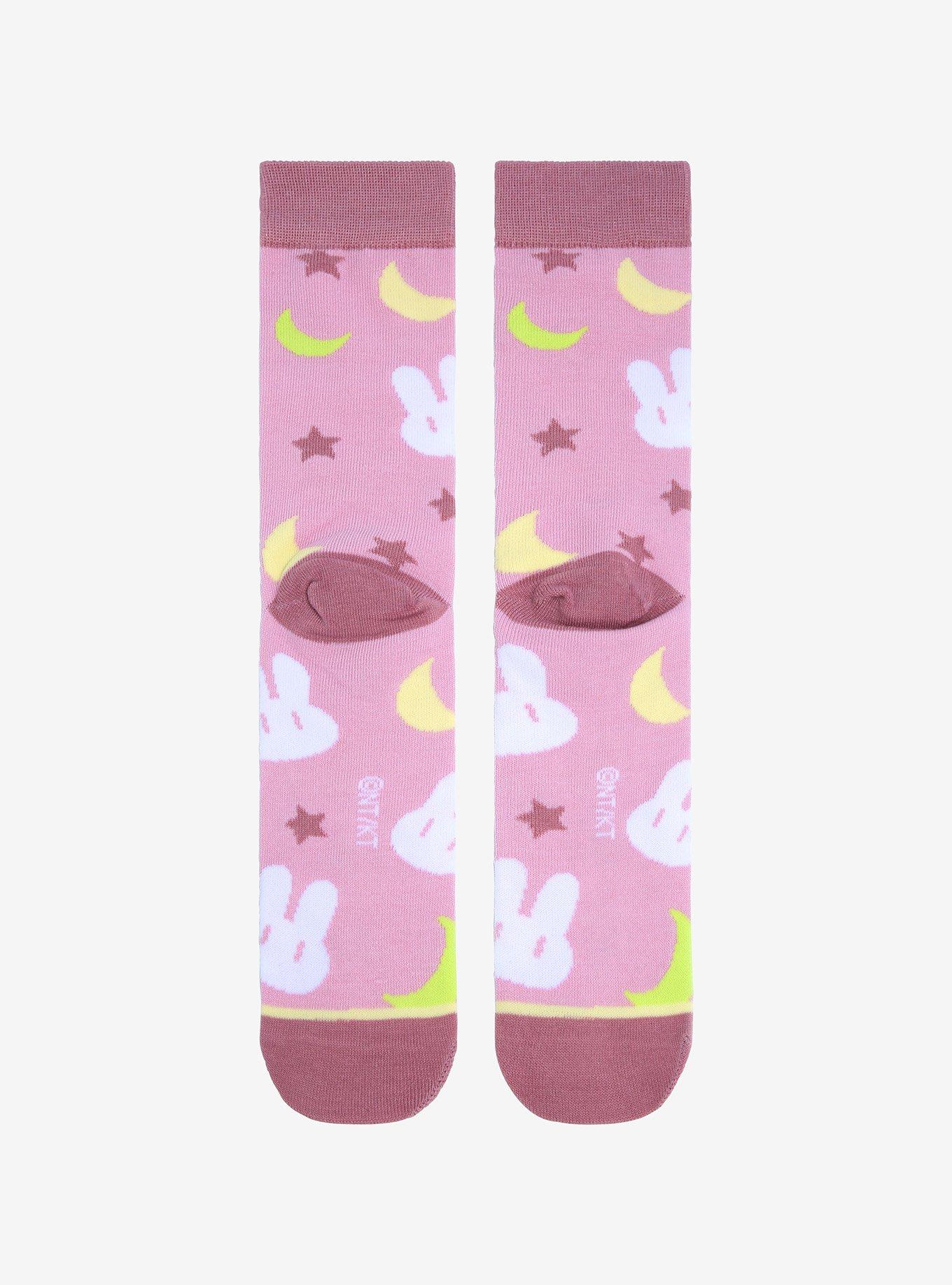 Sailor Moon Bunnies & Crescent Moons Allover Print Crew Socks - BoxLunch Exclusive, , alternate