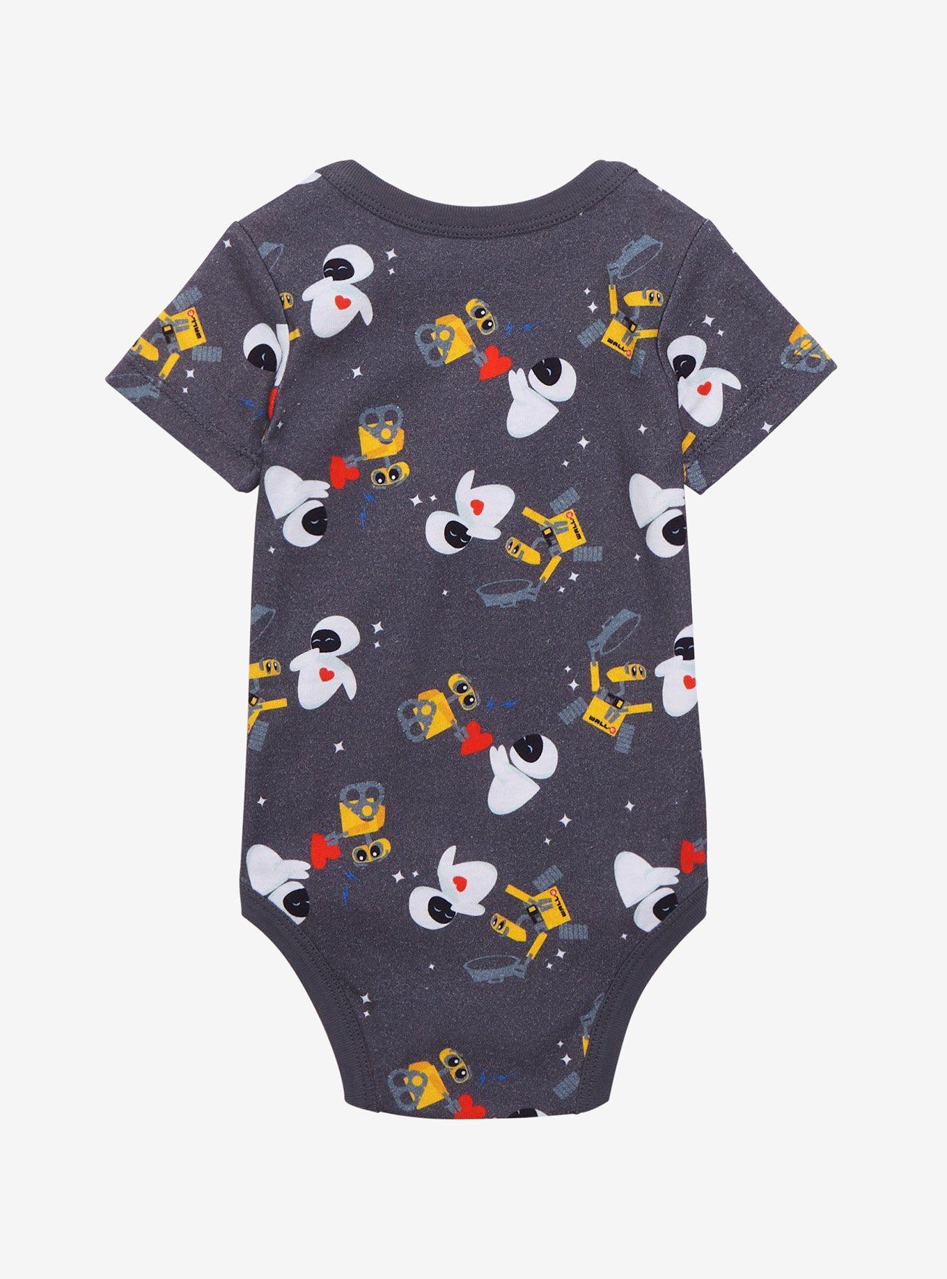 Disney Pixar WALL-E EVE & WALL-E Allover Print Infant One-Piece - BoxLunch Exclusive, DARK GREY, alternate
